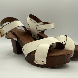 ROOM OF FASHION Women's Peep Toe Criss Cross Ankle Strap Platform Chunky Heel